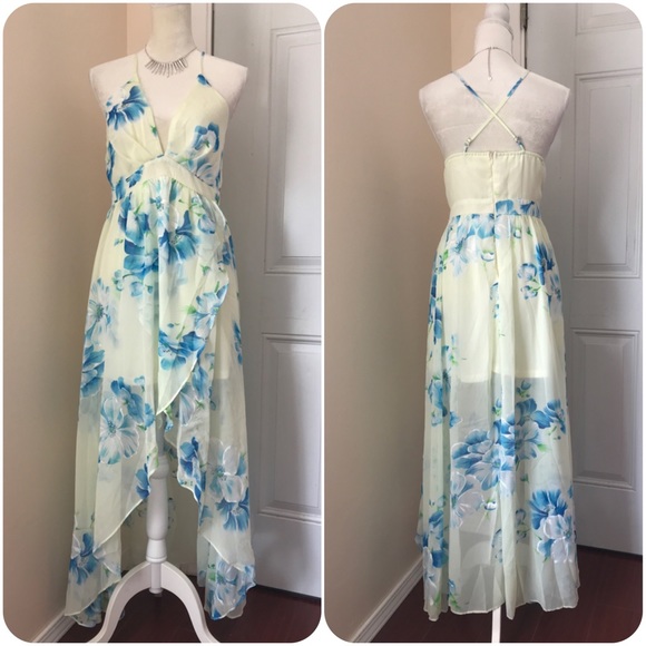 pink stitch Dresses & Skirts - Chiffon flower maxi dress size S